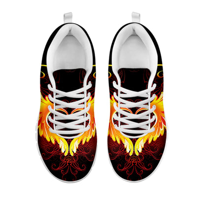 Fire Angel Wings Print White Sneakers