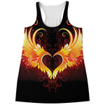 Fire Angel Wings Print Women's Racerback Tank Top
