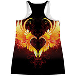 Fire Angel Wings Print Women's Racerback Tank Top