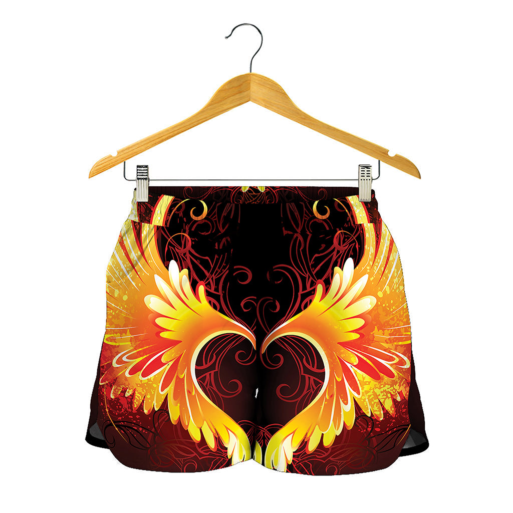 Fire Angel Wings Print Women's Shorts