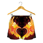 Fire Angel Wings Print Women's Shorts