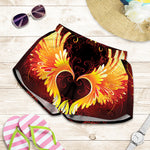Fire Angel Wings Print Women's Shorts