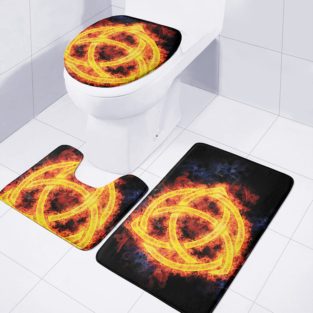 Fire Celtic Knot Print 3 Piece Bath Mat Set