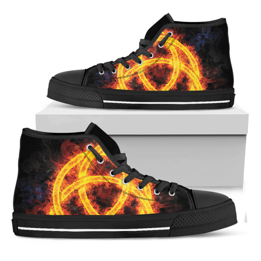 Fire Celtic Knot Print Black High Top Shoes