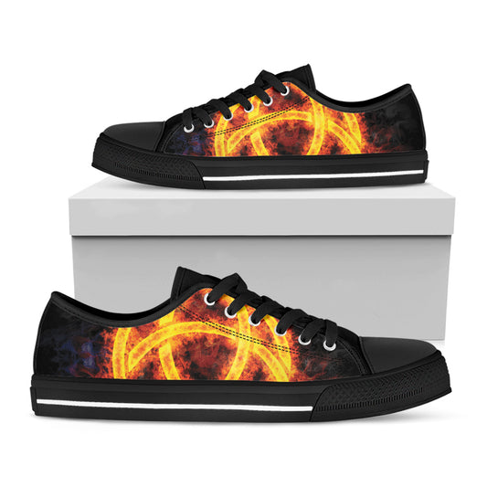 Fire Celtic Knot Print Black Low Top Shoes 