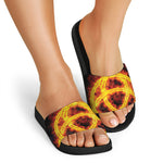 Fire Celtic Knot Print Black Slide Sandals