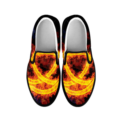 Fire Celtic Knot Print Black Slip On Shoes