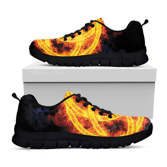 Fire Celtic Knot Print Black Sneakers