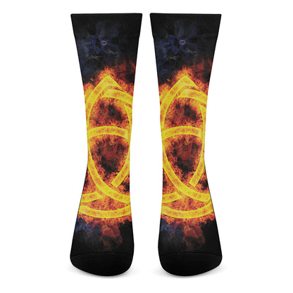 Fire Celtic Knot Print Crew Socks