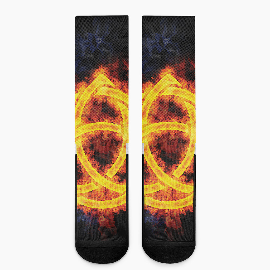 Fire Celtic Knot Print Crew Socks