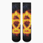Fire Celtic Knot Print Crew Socks