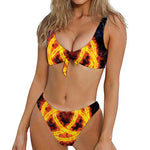 Fire Celtic Knot Print Front Bow Tie Bikini