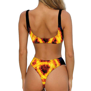 Fire Celtic Knot Print Front Bow Tie Bikini