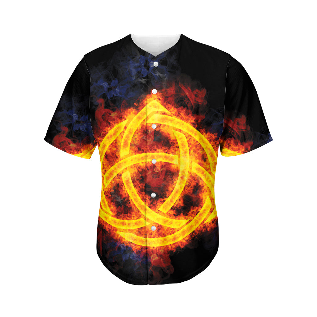 Fire Celtic Knot Print Men's Baseball Jersey