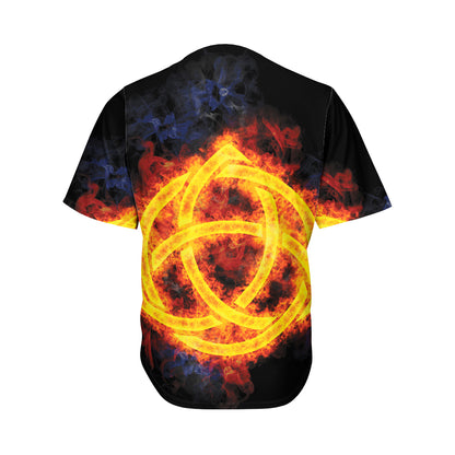 Fire Celtic Knot Print Men's Baseball Jersey