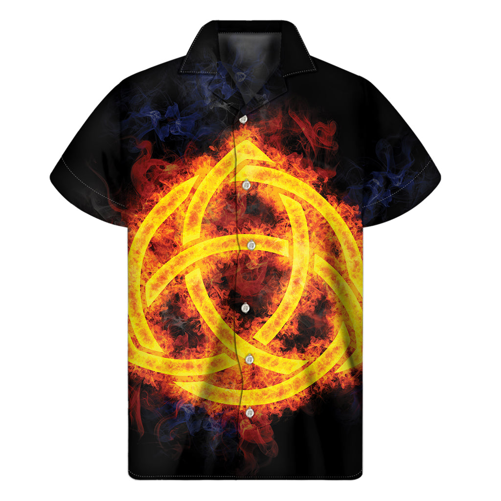 Fire Celtic Knot Print Men's Short Sleeve Shirt