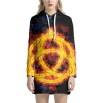 Fire Celtic Knot Print Pullover Hoodie Dress
