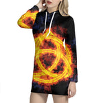 Fire Celtic Knot Print Pullover Hoodie Dress
