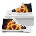 Fire Celtic Knot Print White High Top Sneakers