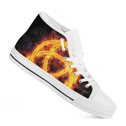 Fire Celtic Knot Print White High Top Shoes