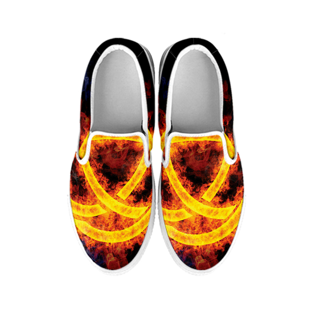 Fire Celtic Knot Print White Slip On Shoes