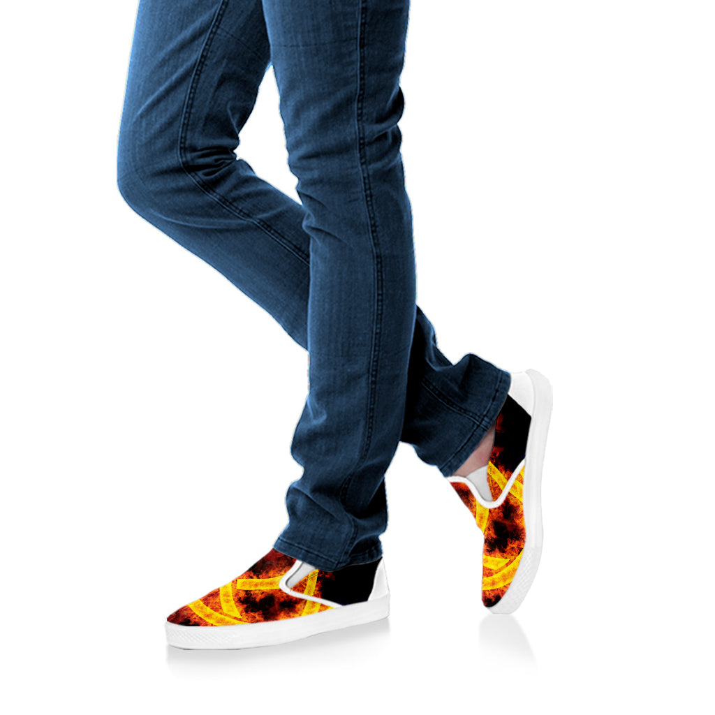 Fire Celtic Knot Print White Slip On Shoes