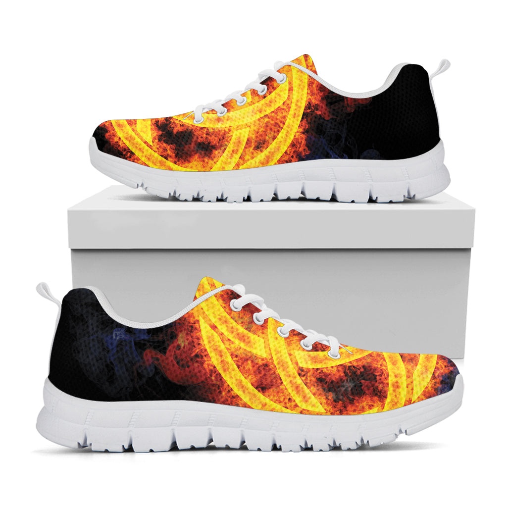 Fire Celtic Knot Print White Sneakers