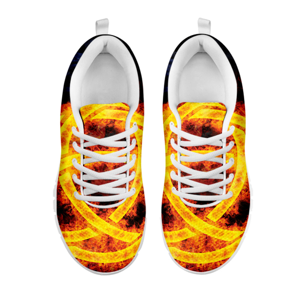 Fire Celtic Knot Print White Sneakers