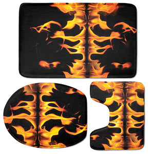 Fire Flame Burning Print 3 Piece Bath Mat Set