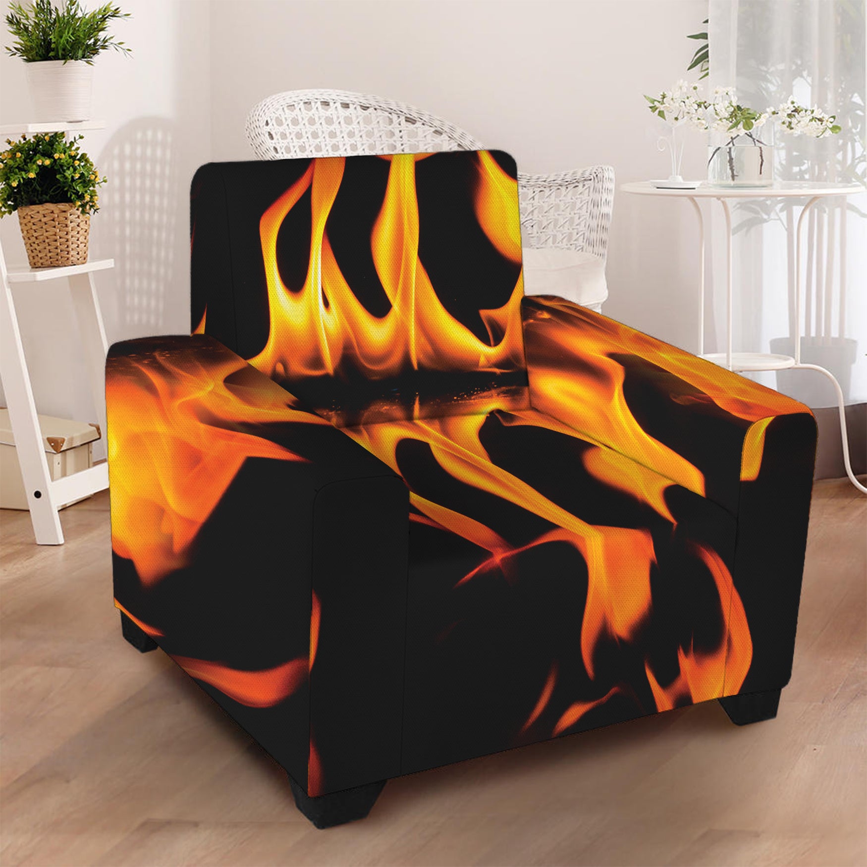 Fire Flame Burning Print Armchair Slipcover