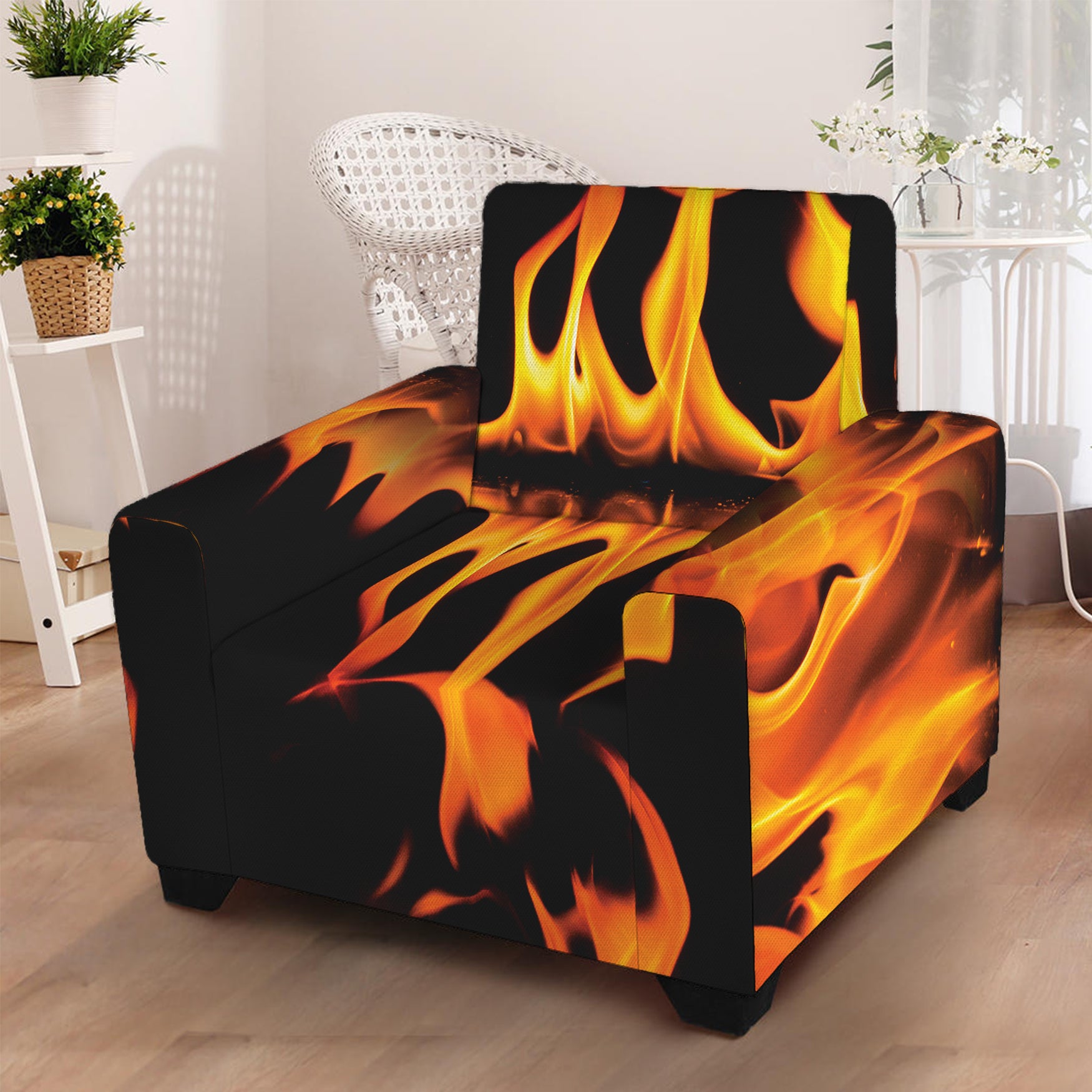 Fire Flame Burning Print Armchair Slipcover