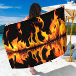 Fire Flame Burning Print Beach Sarong Wrap