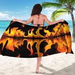 Fire Flame Burning Print Beach Sarong Wrap