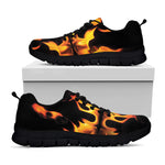 Fire Flame Burning Print Black Sneakers