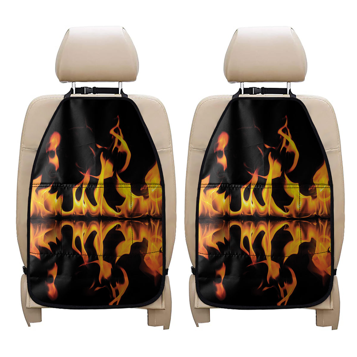 Fire Flame Burning Print Car Seat Organizers