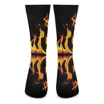 Fire Flame Burning Print Crew Socks