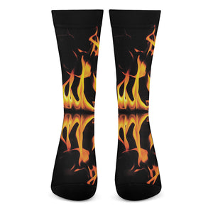 Fire Flame Burning Print Crew Socks