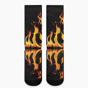 Fire Flame Burning Print Crew Socks