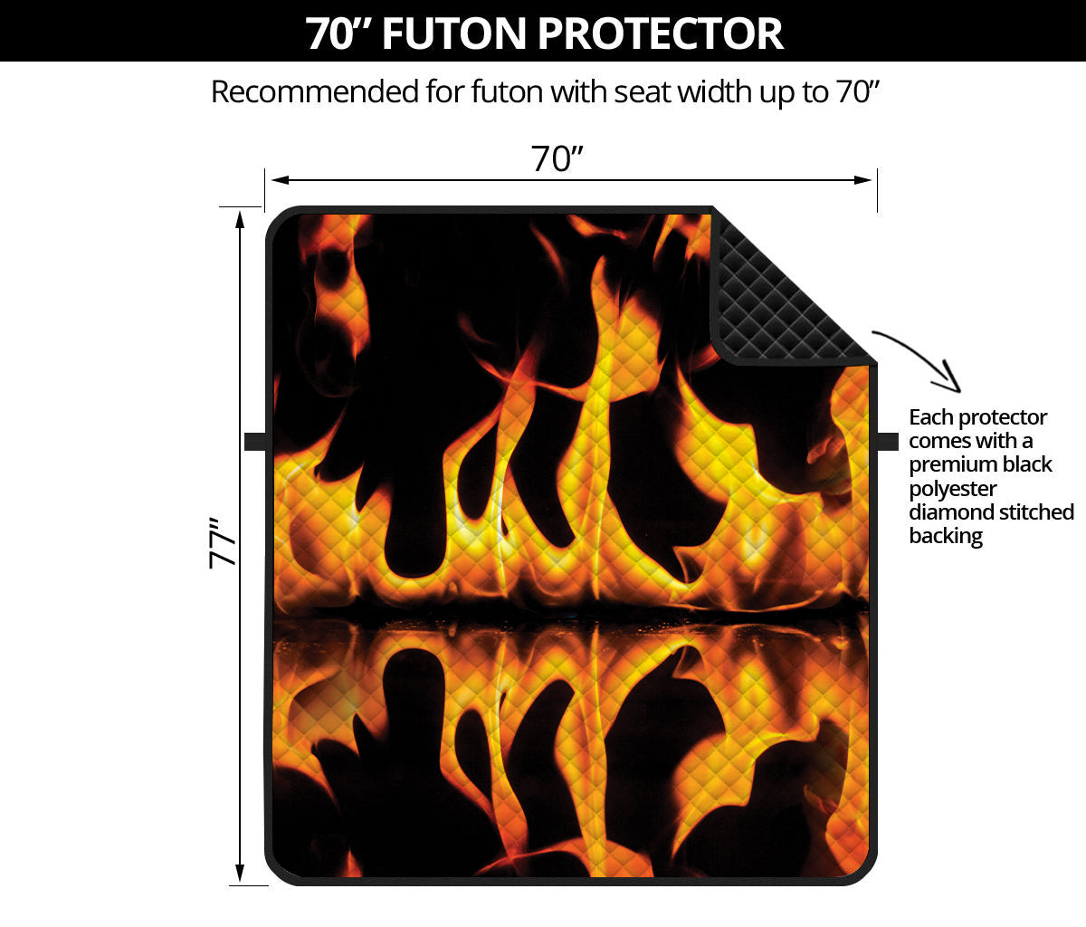 Fire Flame Burning Print Futon Protector