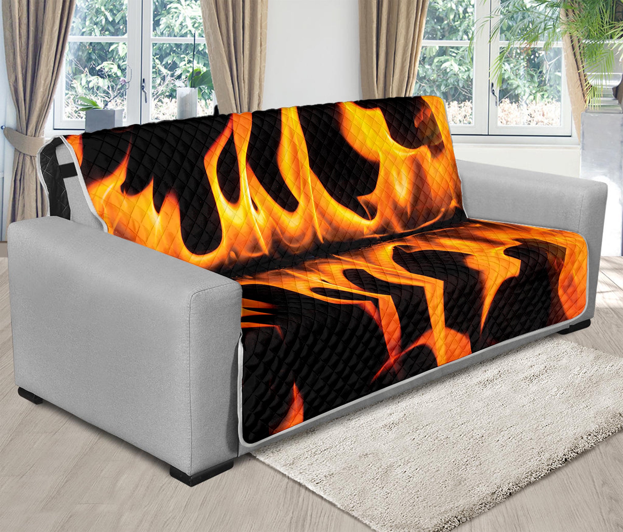 Fire Flame Burning Print Futon Protector