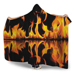 Fire Flame Burning Print Hooded Blanket