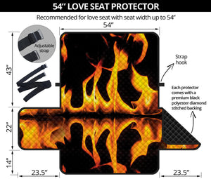 Fire Flame Burning Print Loveseat Protector