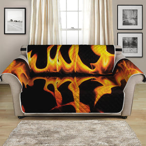 Fire Flame Burning Print Loveseat Protector