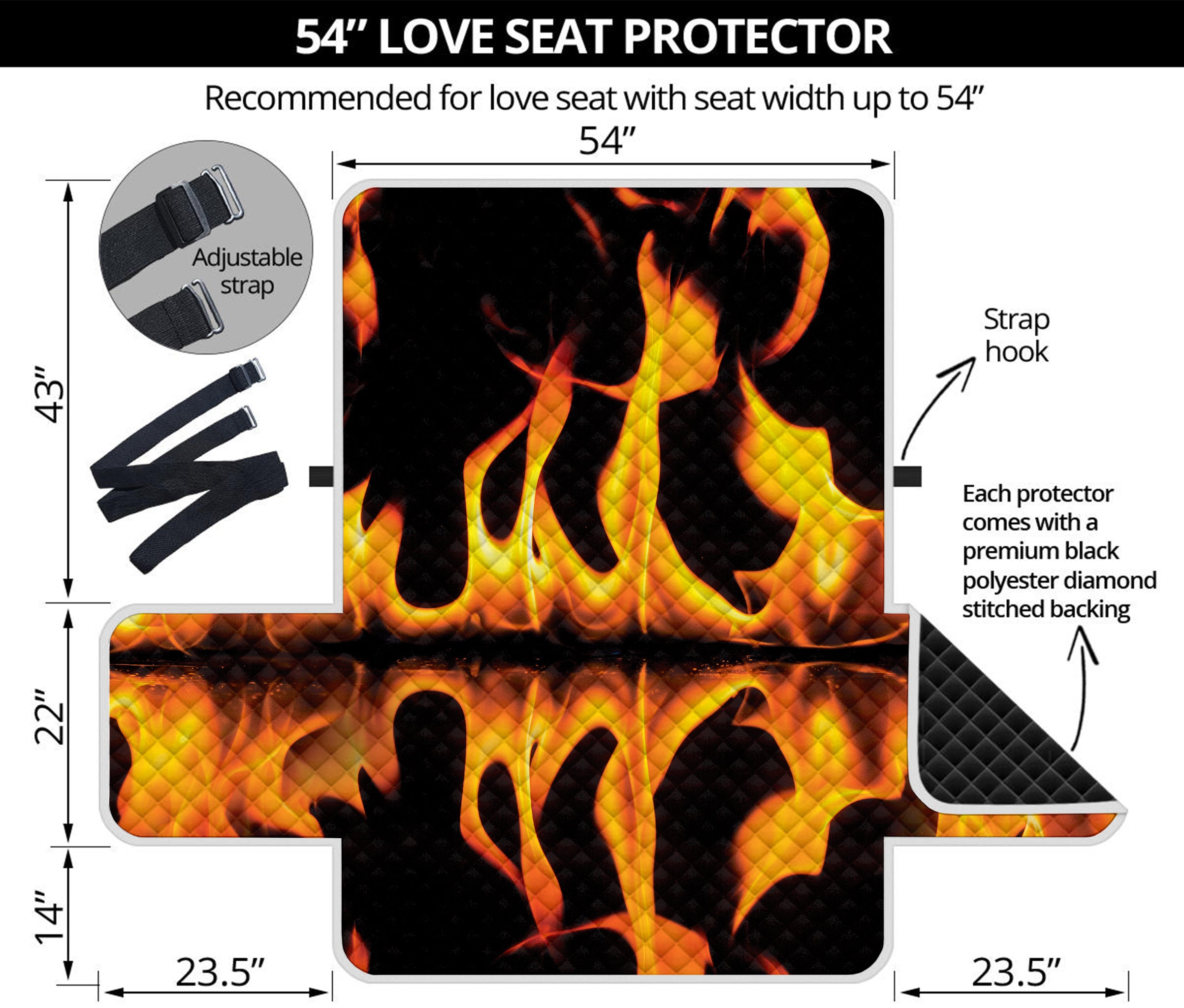 Fire Flame Burning Print Loveseat Protector