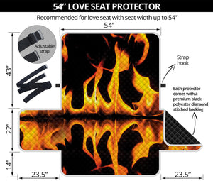 Fire Flame Burning Print Loveseat Protector