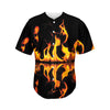 Fire Flame Burning Print Men's Baseball Jersey