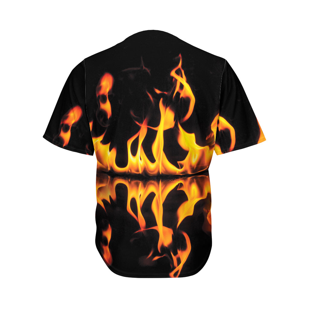 Fire Flame Burning Print Men's Baseball Jersey