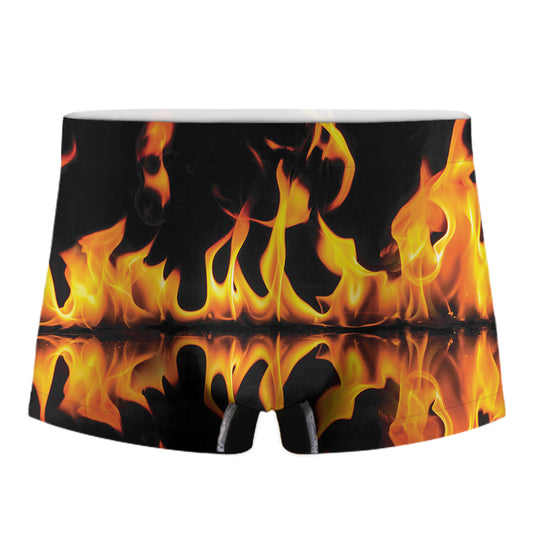 Fire Flame Burning Print Men's Boxer Briefs