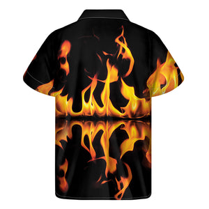 Fire Flame Burning Print Men's Short Sleeve Shirt