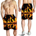 Fire Flame Burning Print Men's Shorts